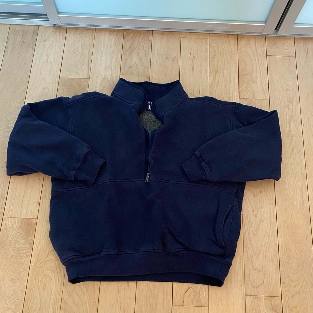 Gap Heavyweight Oversized Quarter Zip Pullover Navy Blue Sweatshirt Size S
